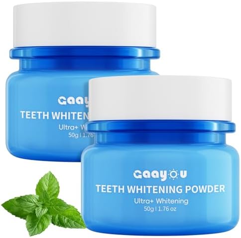 Teeth Whitening Powder 2PCS Tooth Powder Instant Tooth Whitening Mint Flavor Teeth Whitener Toothpaste Powders for Tooth Stain Removal 100g/3.53oz