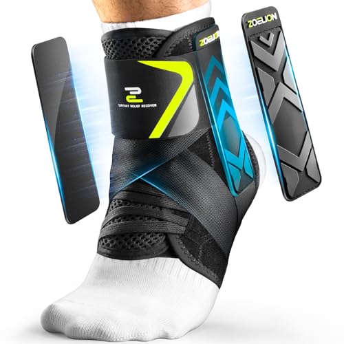 Quick Lace Up Ankle Brace with Side Stabilizing Pads, Slim Fit Ankle Support Brace, Adjustable & Breathable Ankle Support for Men Women, Ankle Stabilizer for Sprain,Injury Recovery,Sports,S