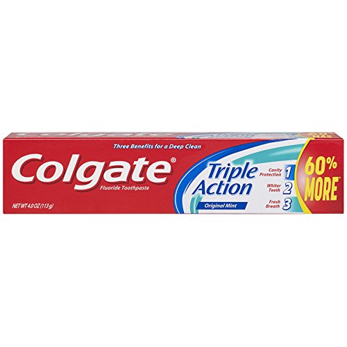 Colgate Triple Action Toothpaste, Mint - 4 ounce (Pack of 6)