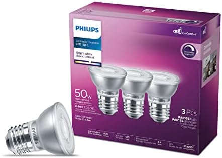 6W PAR16 Medium Base Bright White Dimmable LED Light Bulbs - 3 Pack