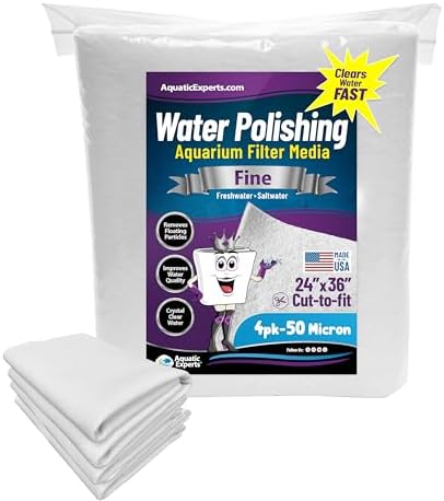 Aquatic Experts Aquarium Polishing Filter Pad, Water Polishing Pad for Aquarium Filters, Filter Floss for Fish Tank Filters, (50 Micron, 24" x 36" - 4 Pack)