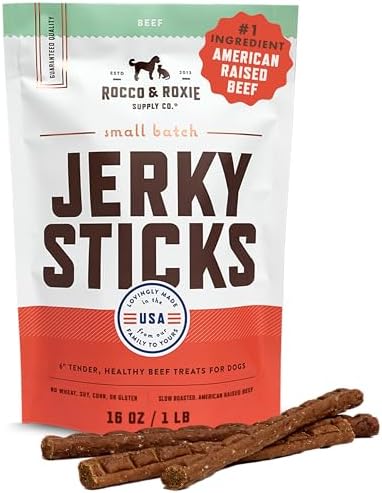 Rocco & Roxie Dog Treats for Small, Medium & Large Breed - Soft Treats for Senior Dogs & Puppies - Beef Jerky Dog Sticks - Best Dog Training Puppy Treats & Snacks for Happy, Healthy Dogs - 1lb