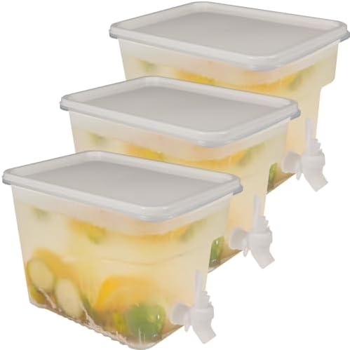 3 Pack 1.3 Gallon Fridge Drink Dispenser with Spigot, Leak-proof Plastic Beverage Drink Dispenser Refrigerator Iced Juice Lemonade Dispenser Water Dispenser for Party