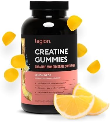 LEGION Creatine Monohydrate Gummies - Clean Creatine Gummies for Muscle Gain, Improving Endurance & Post Workout Recovery - Creatine Supplement for Maximum Absorption (150 Lemon Drop Gummies)