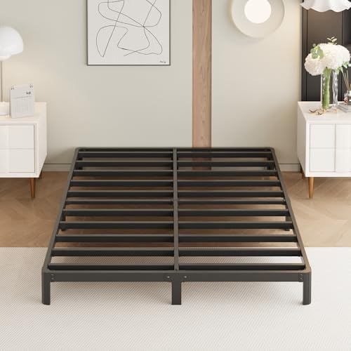9 Inch California King Bed Frames with Rounded Corner Legs, Heavy Duty Cal King Metal Platform Bed Frame No Box Spring Needed, Easy Assembly, Noise Free, Black