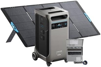 Anker SOLIX F3800 Plus Portable Power Station and Transfer Switch Kit with 400W Solar Panel, 3,840Wh, 6000W AC Output, Generators for Home Use, Works with Generator, For Power Outages, and Emergencies