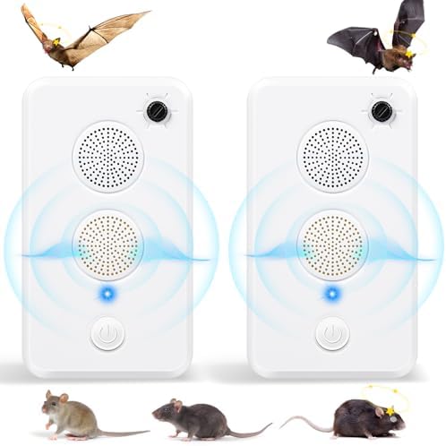 2025 Upgraded Ultrasonic Bat Repellent Devices for Attic Porch House,Adjustable Bat Deterrent System,Rechargeable Bats Exclusion Device for Indoor Outdoor Use,Friendly to Human and Pet,2 Pack
