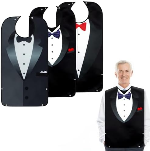 Adult Bibs, Bibs for Men Eating Washable, Reusable Adult Clothing Protectors with Crumb Catcher, Senior Elderly bibs For Men