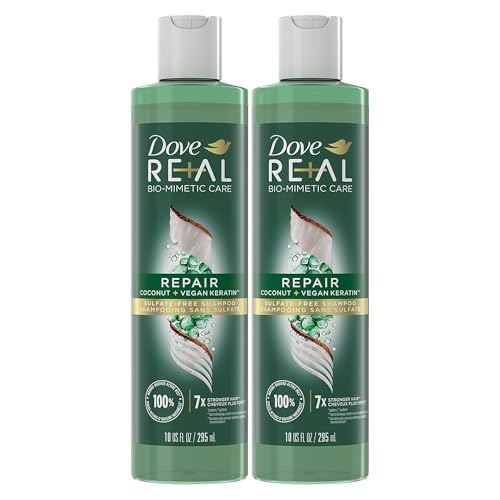 Dove RE+AL Bio-Mimetic Care Shampoo For Fine Flat Hair, 2 Pack, Sulfate-Free Volumizing Shampoo With Coconut + Vegan, 10 Oz (Repair)