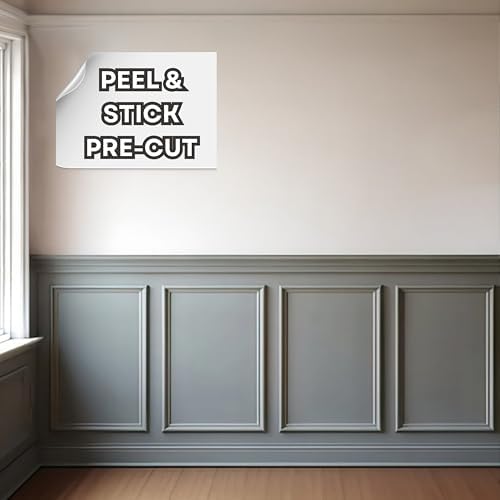 Wall Molding Peel and Stick Panels - 18pcs | Enhance Your Home with Elegance Using This Board and Batten Wall Panel Kit | Wainscoting Panels for a Timeless Upgrade | Half Decorative Wall Panels