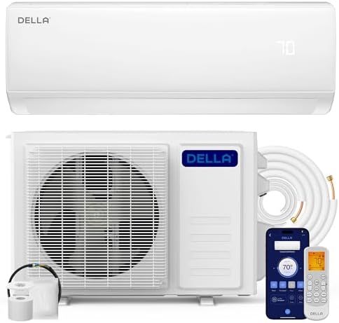 DELLA Econo Series 17000 BTU 17 SEER2 Mini Split Air Conditioner, Cools up to 1000 Sq. Ft, Works with Alexa and Wifi, Heater Ductless Inverter System with Heat Pump, 16ft Installation Kit