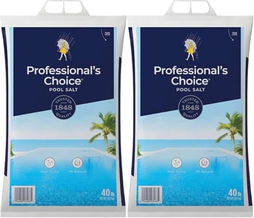(2 Pack) - 40lb Bags Professional's Choice Pool Salt, High Purity, All Natural, Fast Desolving, Gentle on Skin, Hair, and Eyes.