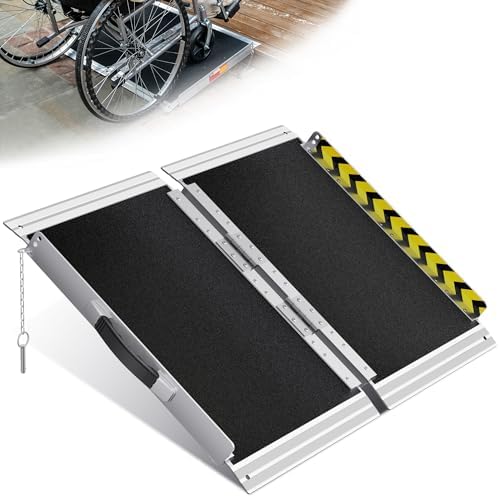VNN Portable Wheelchair Ramp 2FT, Non-Slip Aluminum Folding Handicap Ramp, Door Threshold Wheelchair Ramps for Home, Threshold Ramp for Home Steps
