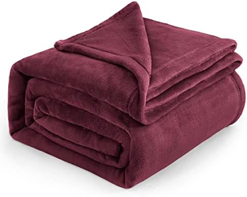 Bedsure Fleece Blankets Queen Size Red Burgundy - Bed Blanket Soft Lightweight Plush Fuzzy Cozy Luxury Microfiber, 90x90 inches