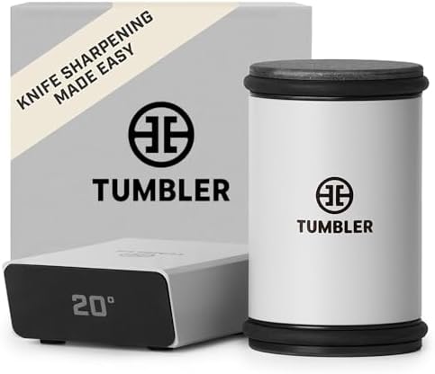 TUMBLER Pro Rolling Knife Sharpenerβ’ - Knife Sharpening Made Easy - Rolling Knife Sharpening Kit with Removable Disc System - Includes 4-Layer Diamond Sharpening Disc & EdgeBoost Ceramic Disc (Grey)
