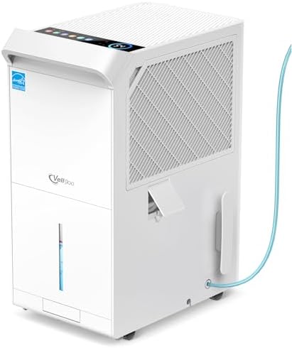 5,000 Sq.Ft Most Efficient Energy Star 2024 Dehumidifier with Pump,Vellgoo Max 150 Pint/D (Standard 80 Pint/D) Compressor Dehumidifier for Basement with Drain Hose, Smart Humidity Control