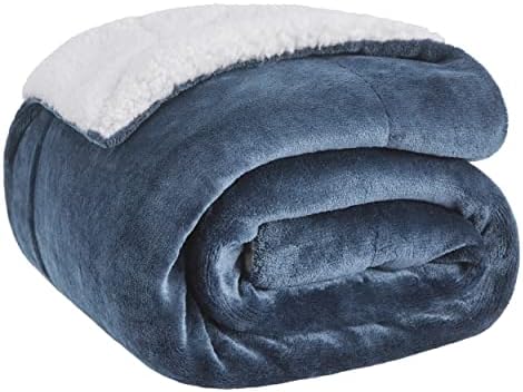 Bedsure Sherpa Fleece Throw Blanket Twin Size for Couch - Thick and Warm, Soft Fuzzy Plush Twin Blanket for Winter, Slate Blue, 60x80 Inches
