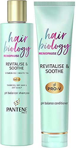 Pantene Menopause Shampoo & Conditioner, Hair Thickening, for Dry Hair and Scalp, Anti Hair Loss Care, Densifies Thinning Hair, Vitamin B3 & White Tea, Shampoo 250 ml, Conditioner 160 ml