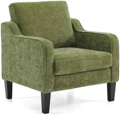 VINGLI Accent Chair for Living Room Chairs Olive Green Reading Chair for Bedroom Scooped Arm Chair Mid Century Modern Accent Chairs Upholstered Comfy Chair for Apartment, Waiting Room