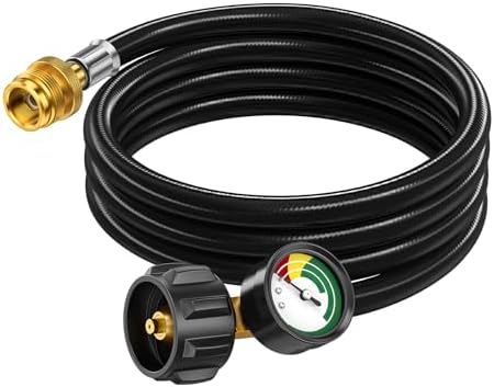 6ft Propane Hose Adapter 1lb to 20lb with Gauge, Propane Tank Adapters 1 lb to 20 lb Converter,5-40lb Propane Tank Hose Adapter forWeber Q Grill/Coleman Stove/Blackstone Griddle/Buddy Heater