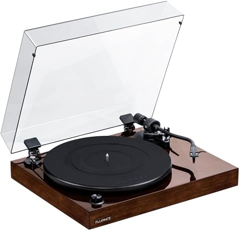 Fluance RT82 Reference High Fidelity Vinyl Turntable Record Player with Ortofon OM10 Cartridge, Speed Control Motor, High Mass MDF Wood Plinth, Vibration Isolation Feet - Walnut