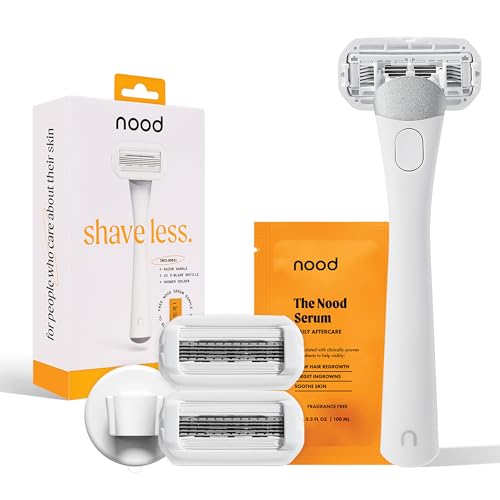 NEW Nood™ Shaving Starter Kit — Premium Stainless Steel Refillable 5-Blade Razors for Women & Men — Includes Razor Handle, 2 Replacement Razor Cartridges, Shower Holder — Works Everywhere Hair Grows
