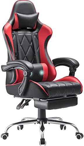 Homall Gaming Chair, Computer Chair with Footrest and Massage Lumbar Support, Ergonomic High Back Video Game Chair with Swivel Seat and Headrest (Red)