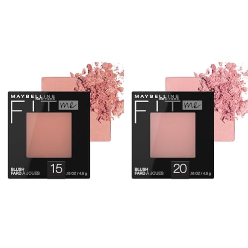 Maybelline Fit Me Blush Makeup Long-lasting All-Day Face Enhancing Color, Nude and Mauve, 1 Count Each