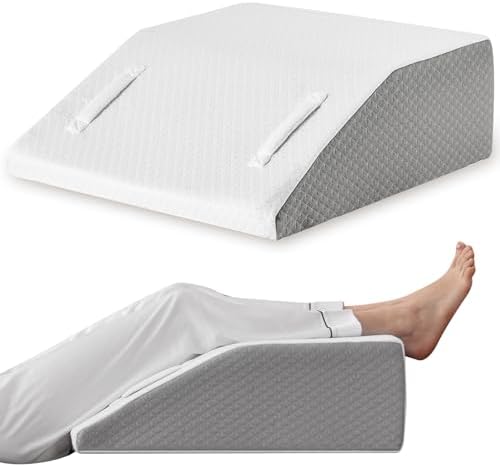 Leg Elevation Pillow for After Surgery, 10inch Foam Leg Elevating Pillow for Swelling and Blood Circulation, Leg Wedge Pillow for Sleeping, Knee Pillow for Knee Hip Ankle Pain Relief, White