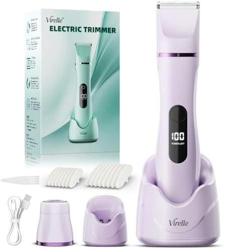 Bikini Trimmer for Women - Painless Waterproof Electric Razor Remover Foil Shaver for Leg, Body, Armpit & Facial Hair, Cordless with Ceramic Blade,USB Charging Dock, Travel Size, Gifts for Her, Purple