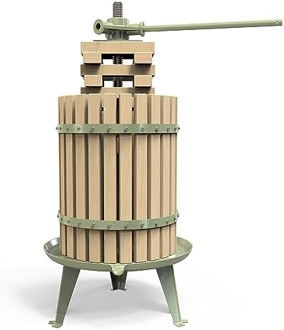 EJWOX 4.75 Gallon Green Fruit and Wine Press, Manual Cider Juice Maker with Solid Beech Wood Basket & Heavy-Duty Stand for Apples, Grapes, Berries