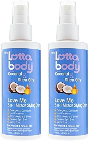 Lotta Body, Love Me 5 in 1 Miracle Creme, Heat Protection For a Moisture & Brilliant Hair, 5.1 Fl Oz (Pack of 2)