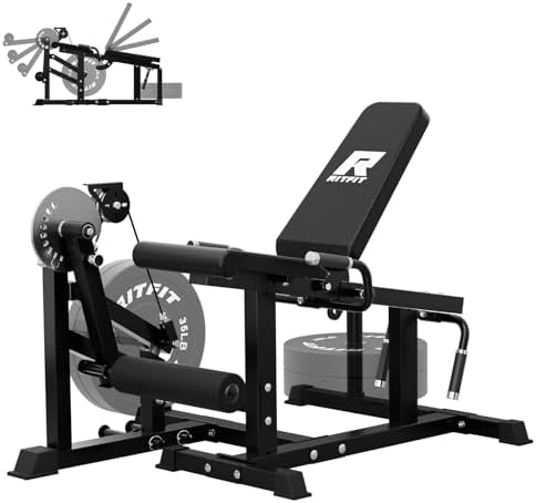 RITFIT Leg Extension and Curl Machine, 700LB Adjustable Leg Curl Machine, Seated Leg Extension and Lying Curl Machine for Home Gym, Leg Workout Equipment Compatible with 1'' and 2'' Weight Plates