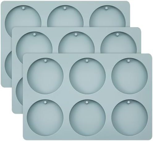 Patelai 3 Pcs Silicone Resin Wax Molds Christmas Wax Epoxy Casting Mold with Hanging Hole for DIY Jewelry Making Pendant Crafts Decor(Round)