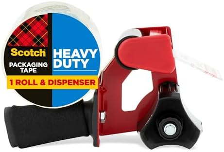 Scotch Heavy Duty Packaging Tape, 1.88 x 54.6 yd, Designed for Packing, Shipping and Mailing, Strong Seal on All Box Types, 3" Core, Clear, 1 Roll w/Dispenser (3850-2ST)