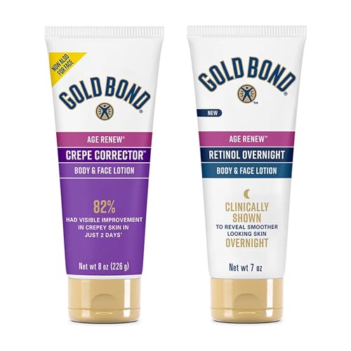 Gold Bond Age Renew Crepe Corrector Body Lotion, Replenishing & Smoothing Formula, 8 oz Age Renew Retinol Overnight Body & Face Lotion, with Retinol & Peptide Complex, 7 oz.