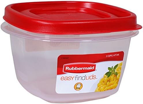 Rubbermaid 7J60 Easy Find Lid Square 2-Cup Food Storage (Pack of 8 Containers)
