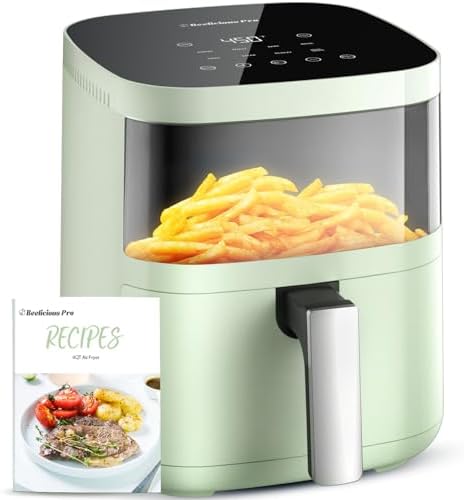Air Fryer, Beelicious 8-in-1 Smart Compact 4QT Air Fryers, with Viewing Window, Shake Reminder, 450°F Digital Airfryer with Flavor-Lock Tech, Dishwasher-Safe & Nonstick, Fit for 1-3 People, Avo Green