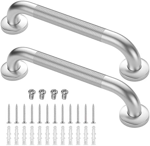 2 Pack 12 Inch Grab Bars for Bathtubs and Showers, Anti Slip Shower Grab Bars Stainless Steel Shower Handle Toilet Handicap Elderly Senior Assist Bathroom Saft Handle