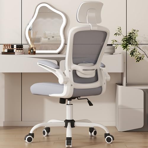 Mimoglad Office Chair, High Back Ergonomic Desk Chair with Adjustable Lumbar Support and Headrest, Swivel Task Chair with flip-up Armrests for Guitar Playing