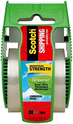 Scotch Greener Commercial Grade Shipping Packaging Tape, 1.88" x 700", For Tough, Industrial Use, 1 Dispensered Roll (175G)