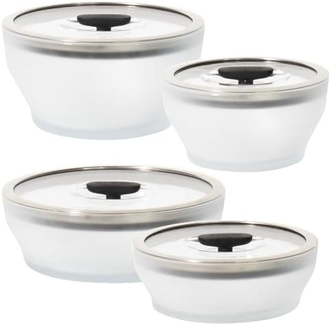 Anyday 8-Pc Microwave Cookware & Glass Food Storage Set with Glass Lids | Plastic-Free Containers | Stackable Airtight Steamer with Vented Lid for Microwave-Safe Reheating & Steaming Vegetables, Rice