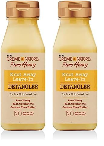 Creme of Nature, Knot Away Leave in Detangler, Pure Honey, Coconut Oil And Shea Butter Formula, Leave in Conditioner For Dry Damaged Hair, 8 Oz (Pack of 2)