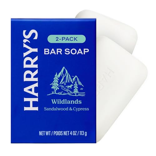 Harry's Bar Soap for Men - Wildlands Scent, 4 oz Body Soap Bars, 2 Pack
