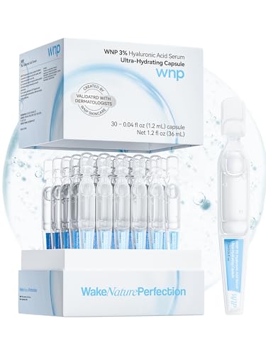 WNP 3% 4D Hyaluronic Acid Serum Ultra Hydrating Serum Smoother Skin|Pre-makeup SkinCare|Anti-Aging serum for face Single-Use Vials Skincare for Dry&Sensitive skin(1.2 ml)*30