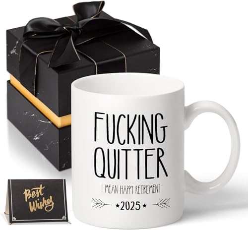 Funny Retirement Gifts for Men Women-Quitter I Mean Happy Retirement Coffee Mugs 2025, Unique Retired Mugs Gift Ideas for Coworkers Office & Family