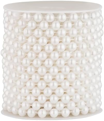 8mm Pearl Garland, 33 Feet Faux Pearl Garland Spool Roll for Wedding Centerpiece Backdrop Christmas Tree and Flowers Decoration DIY Craft (White)