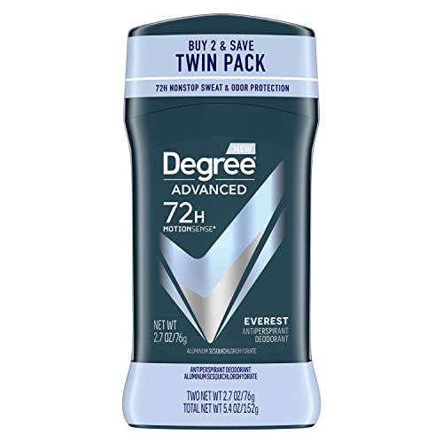 Degree Men Antiperspirant Deodorant 72-Hour Sweat and Odor Protection Everest Antiperspirant For Men With MotionSense Technology 2.7 oz, Twin Pack