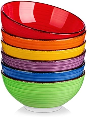 vancasso Bonita 27 Oz Cereal Bowls Set of 6, Ceramic Bowls for Kitchen, 6 Inch Soup Bowls, Dishwasher & Microwave Safe