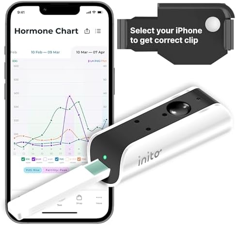 Inito Fertility Monitor & Hormone Tracker for Women | Estrogen, LH, PdG (Urine Metabolite of progesterone), FSH | Track and Confirm Ovulation | Includes 15 Strips (Compatible with iPhone 13 Pro)